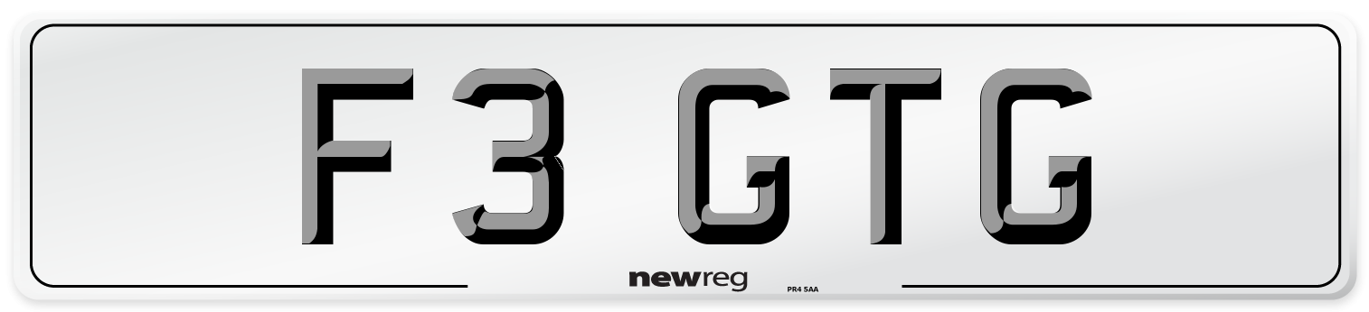 F3 GTG Number Plate from New Reg